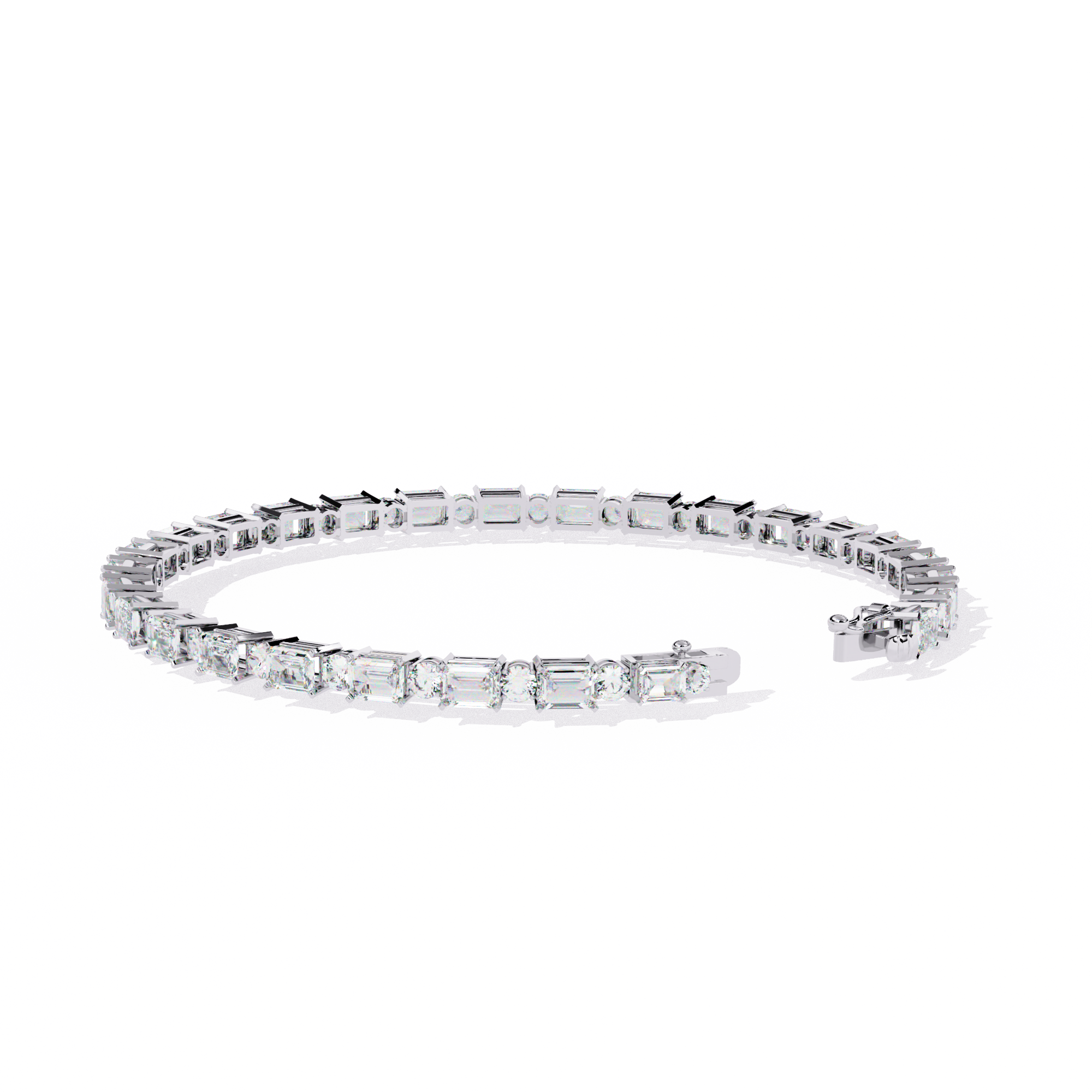 Solitairekart 5.1ct Emerald and Round Natural Diamond Bracelet-HI Color, VS-SI Clarity